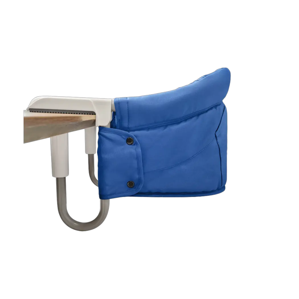 Silla HookOn azul MemoKoala vista lateral - menos de 2 kg plegable en bolso
