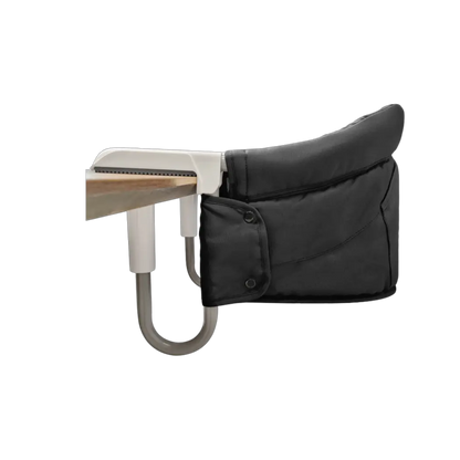 Silla HookOn negra MemoKoala vista lateral - menos de 2 kg plegable en bolso