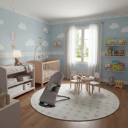 Silla mecedora LazyBoy gris MemoKoala en habitación bebé - mecedora portátil interior