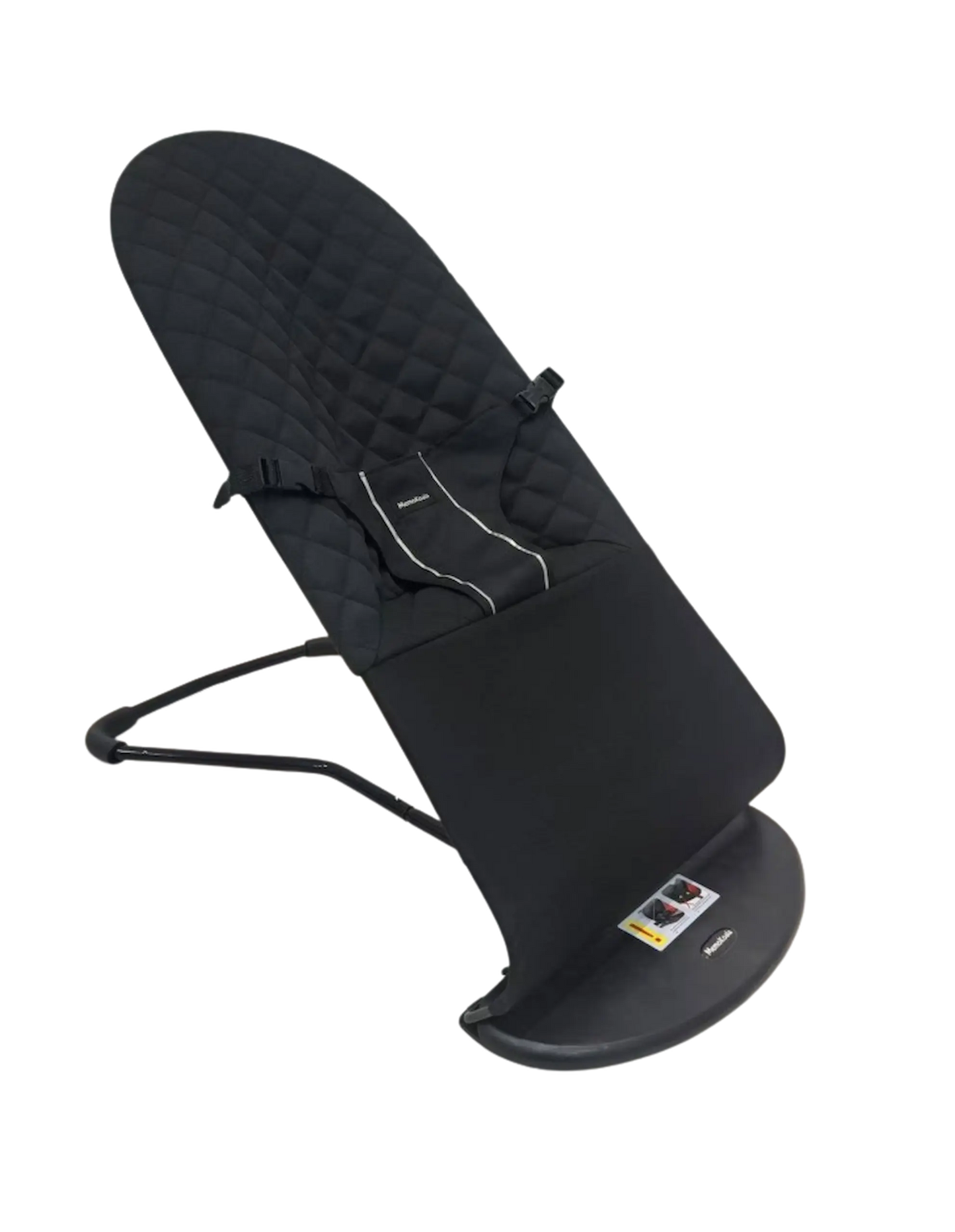 Silla mecedora LazyBoy negra MemoKoala vista lateral con arnés - mecedora bebé portátil